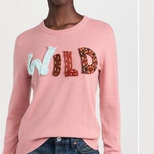 Stylish Pink Crew Neck Sweater with 'WILD' Motif